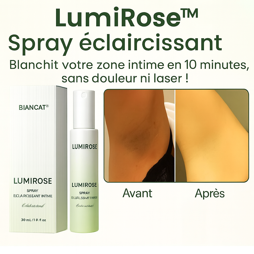 LumiRose™ Spray Éclaircissant Intime | Blanchit votre zone intime en 10 minutes, sans douleur ni laser!