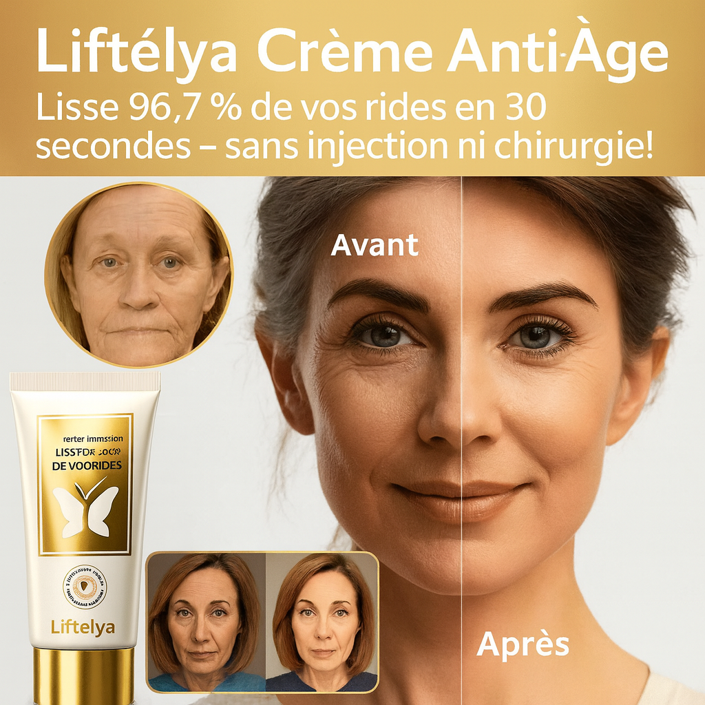 Liftélya™ Crème Anti-Âge | Lisse 96,7 % de vos rides en 30 secondes – sans injection ni chirurgie!
