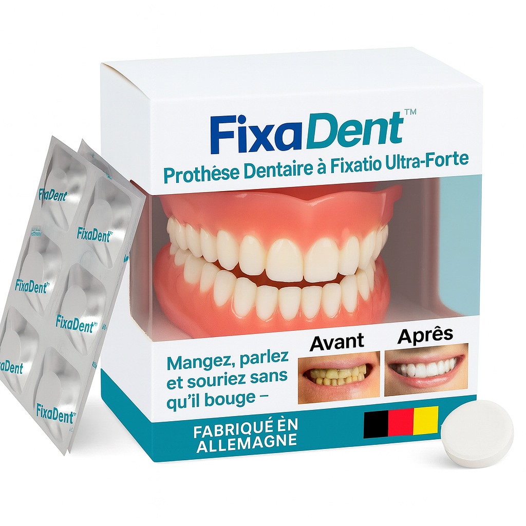 FixaDent™ Prothèse Dentaire à Fixation Ultra-Forte | Mangez, parlez et souriez sans qu’il bouge – toute la journée sans colle!