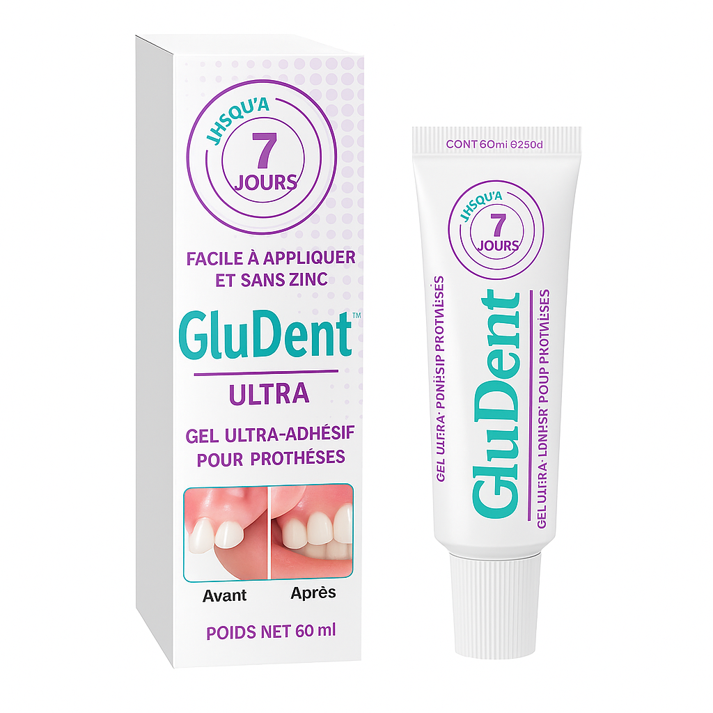 GluDent™ Gel Ultra-Adhésif pour Prothèses | Fixation Instantanée & Confort Absolu Toute la Journée!