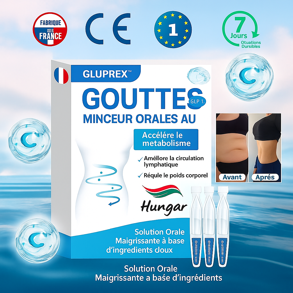 Gluprex™ Gouttes Minceur Orales au GLP-1 | Élimine le poids, améliore votre santé et soulage vos articulations en 10 minutes!