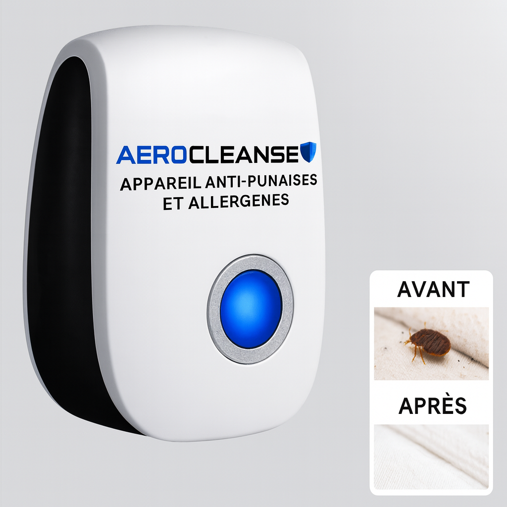 AeroCleanse™ Appareil Anti-Punaises et Allergènes | Purifie votre chambre et stoppe les crises dès la première nuit!
