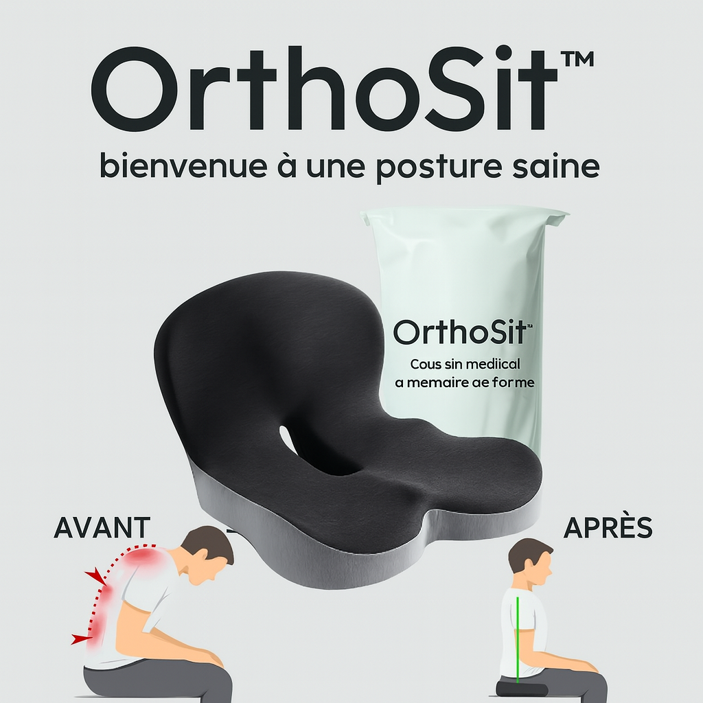 OrthoSit™ Coussin Médical à Mémoire de Forme | Efface Sciatique, Coccyx & Douleurs Lombaires en 60 Secondes!