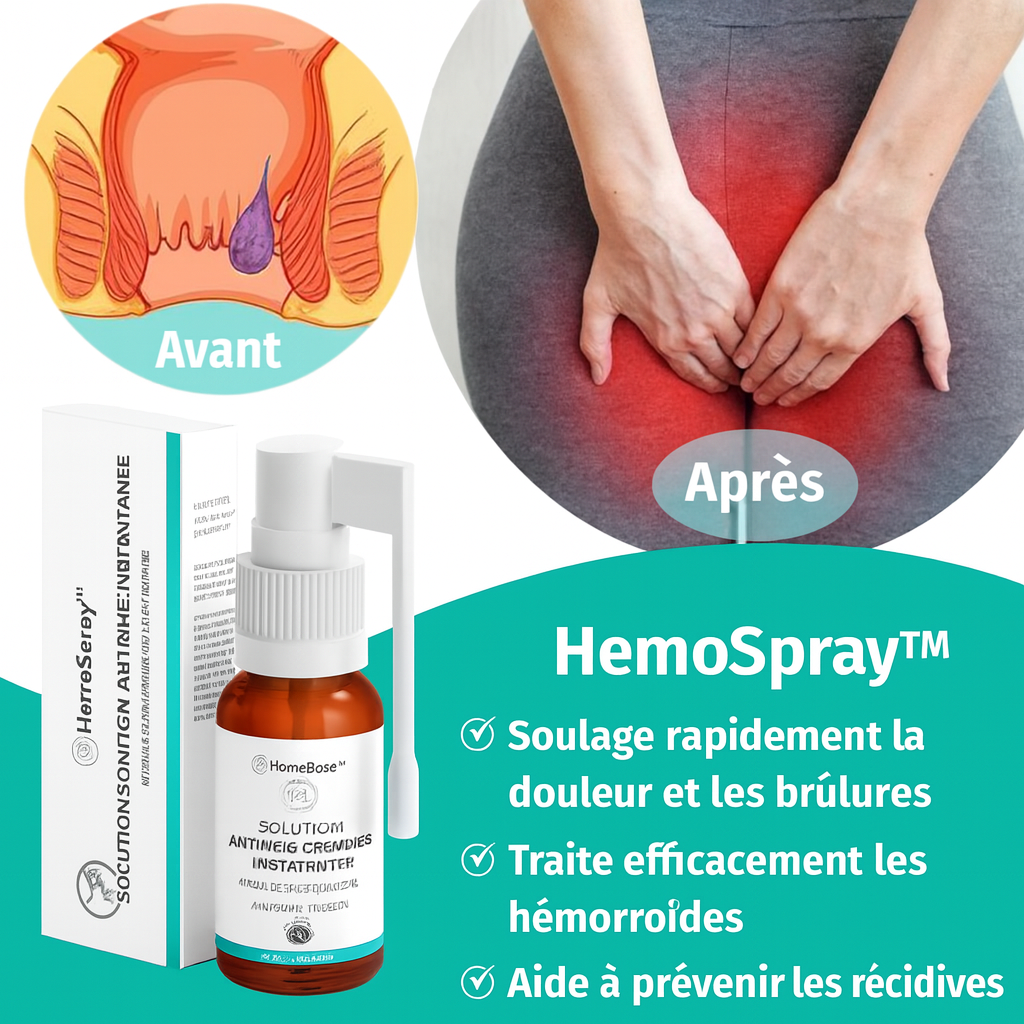 HemoSpray™ Solution Anti-Hémorroïdes Instantanée | Soulage Douleur & Brûlure en 10 Minutes!