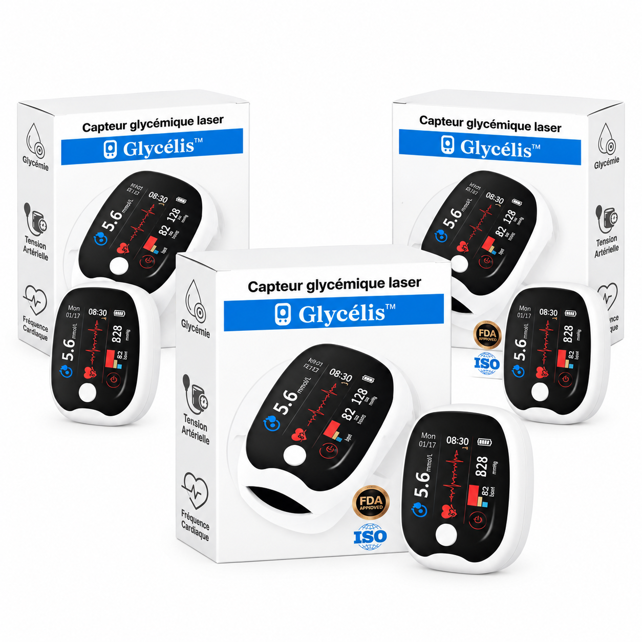 Glycélis™ Capteur Glycémie Sans Piqûre | Vérifiez votre sucre en 5 secondes, sans sang ni douleur !