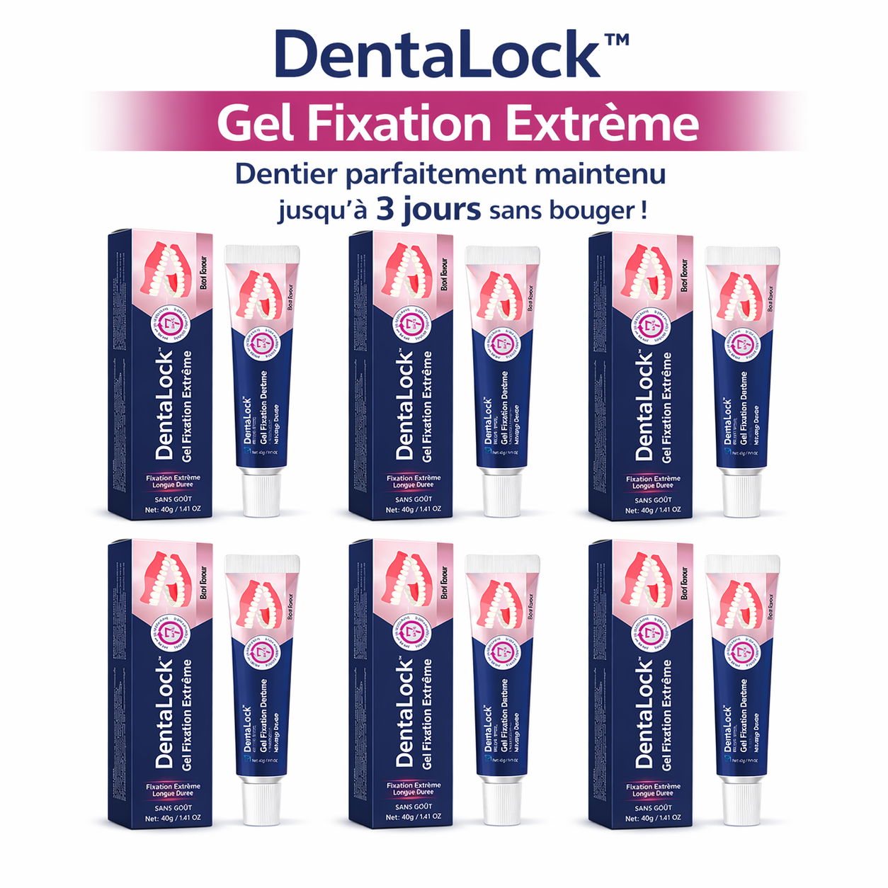 DentaLock™ Gel Fixation Extrême | Dentier parfaitement maintenu jusqu’à 3 jours sans bouger !