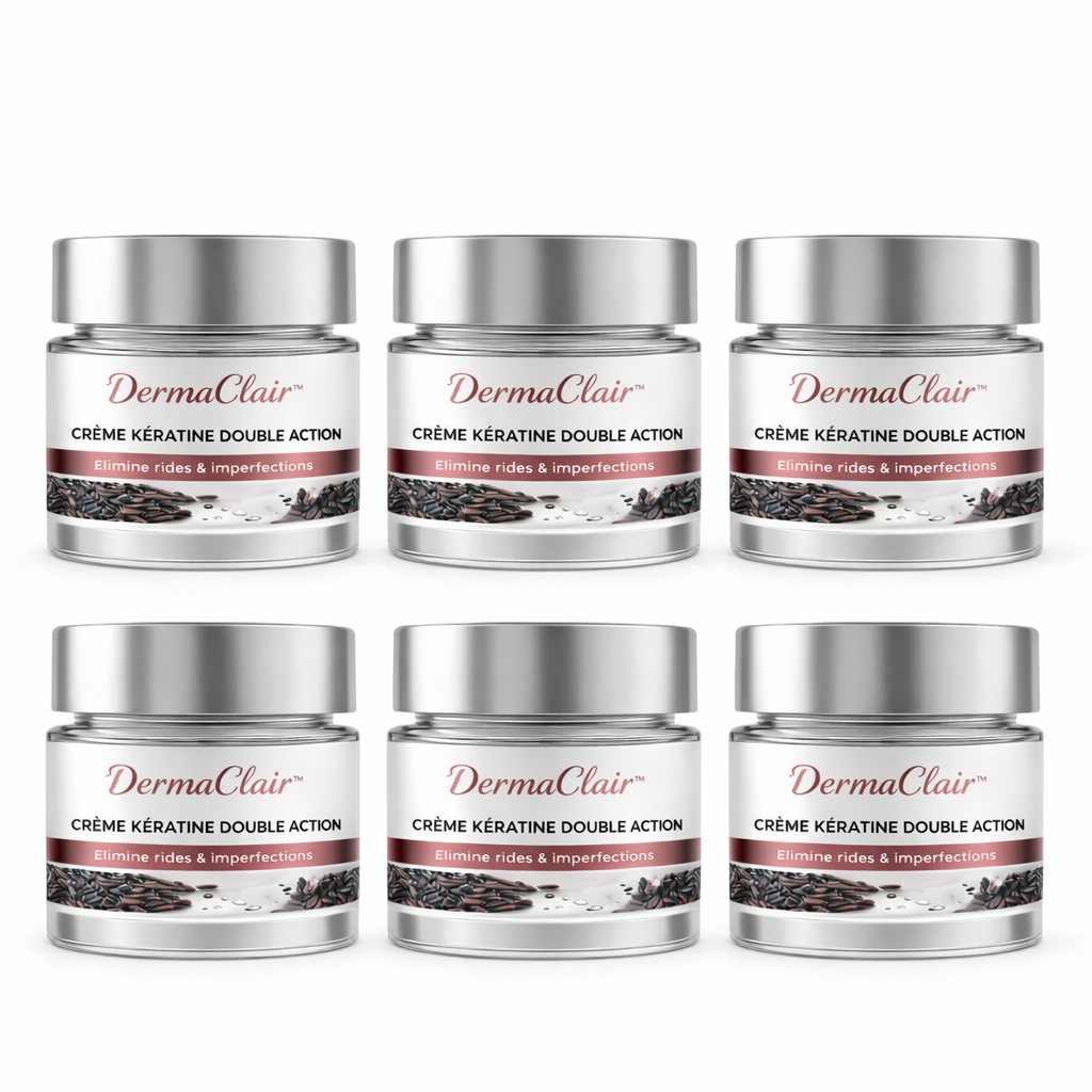 DermaClair™ Crème Kératine Double Action | Effacez rides, taches et peau abîmée en quelques minutes !