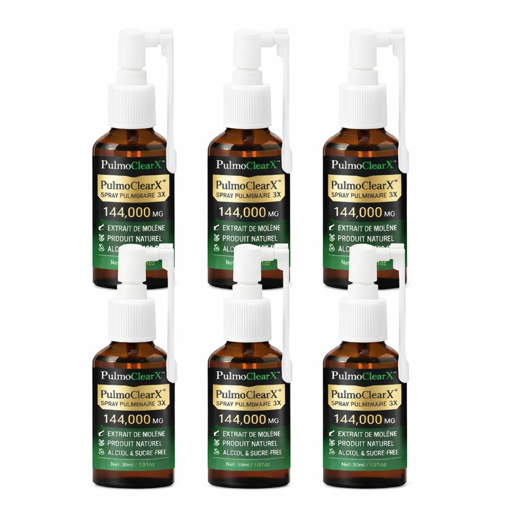 PulmoClearX™ Spray Pulmonaire 3X à la Molène | Nettoyez vos poumons et respirez comme à 20 ans en 2 minutes !