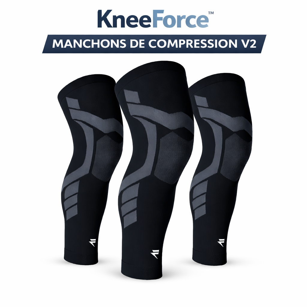 KneeForce™ Manchons de Compression V2 | Supprimez les douleurs aux genoux et aux jambes dès la première utilisation !