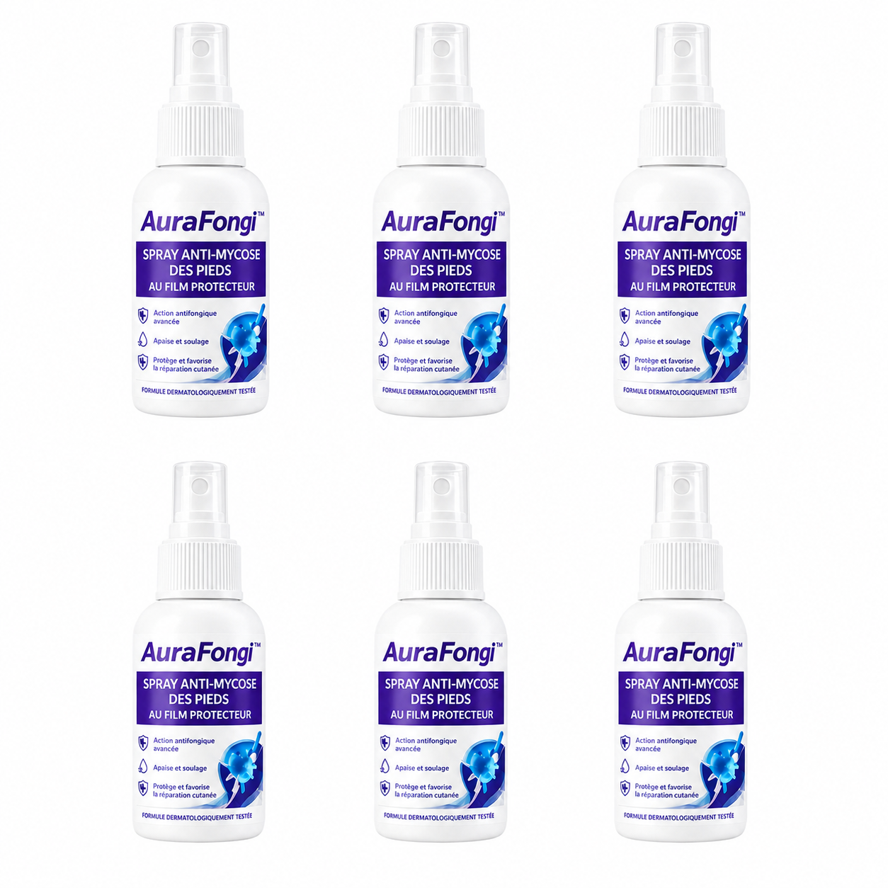 AuraFongi™ Spray Pieds Anti-Mycose au Film Protecteur | Éliminez les champignons en 48h chrono !