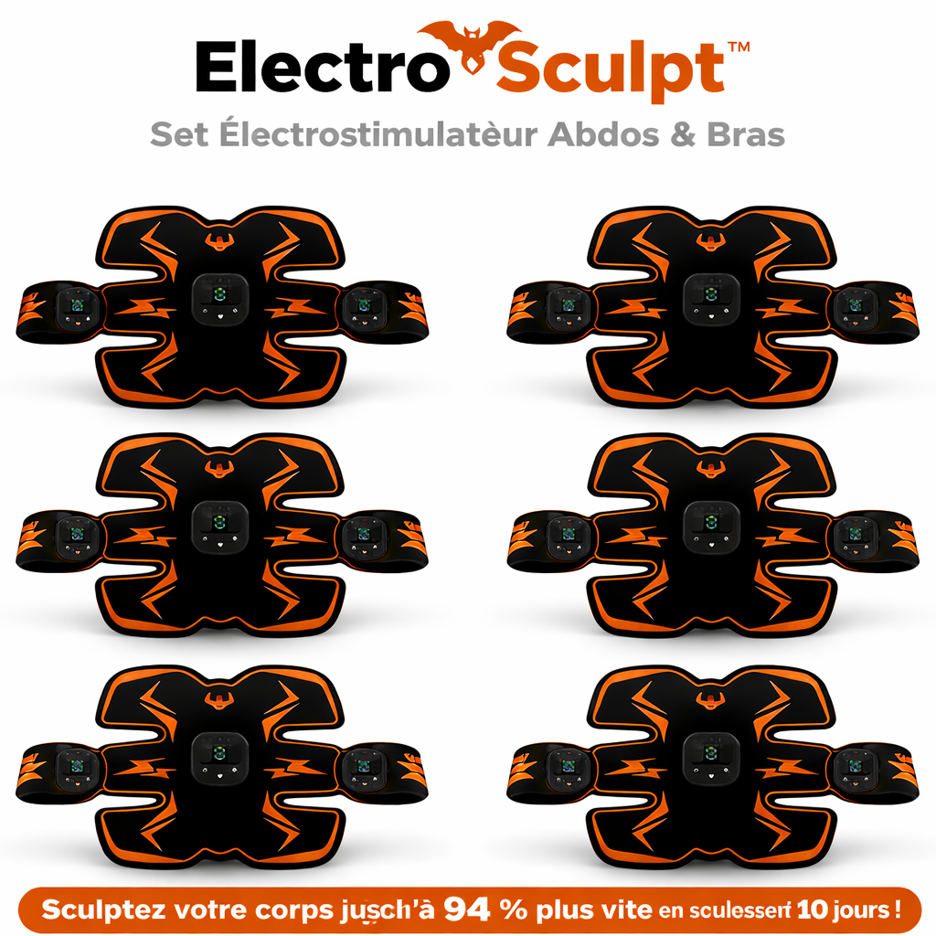 ElectroSculpt™ Set Électrostimulateur Abdos & Bras | Sculptez votre corps jusqu’à 94 % plus vite en seulement 10 jours !