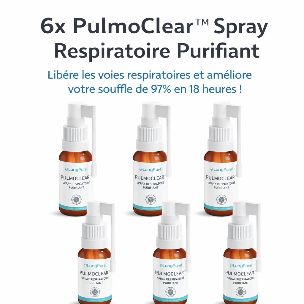 PulmoClear™ Spray Respiratoire Purifiant | Libère les voies respiratoires et améliore votre souffle de 97% en 18 heures !