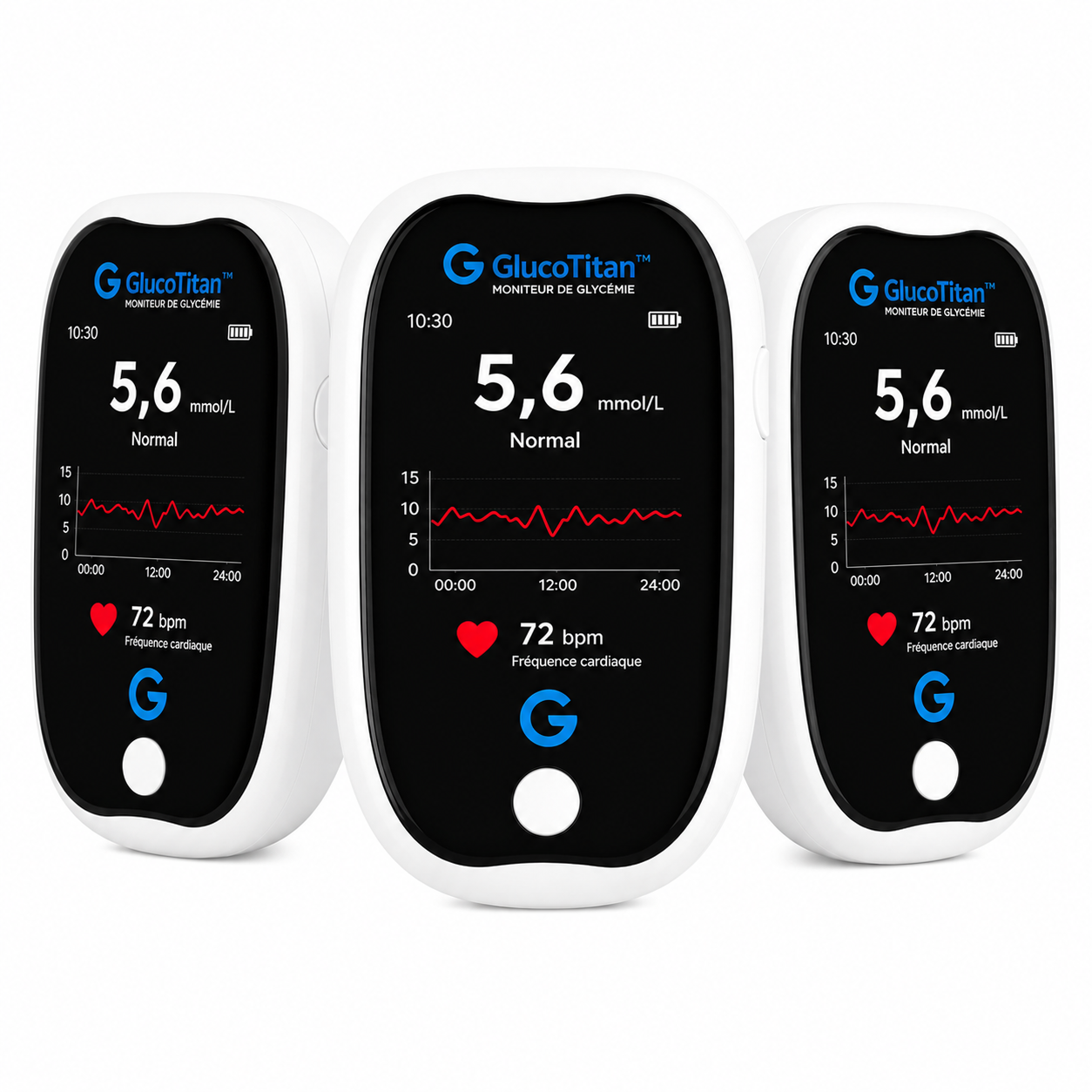 GlucoTitan™ Capteur Glycémique | Économisez des centaines d'euros sur les bandelettes grâce à une lecture de la glycémie précise à 99,9 % – et ce, sans aucune aiguille.