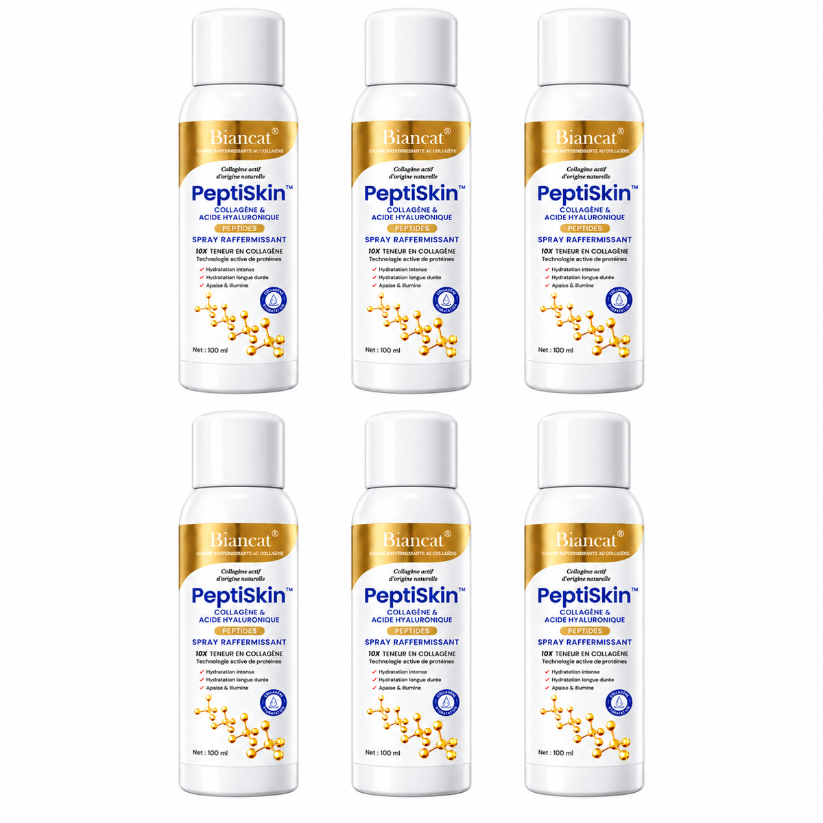 PeptiSkin™ Spray Raffermissant Collagène & Acide Hyaluronique | Repulpez, hydratez et liftez votre peau sans aiguille ni chirurgie !