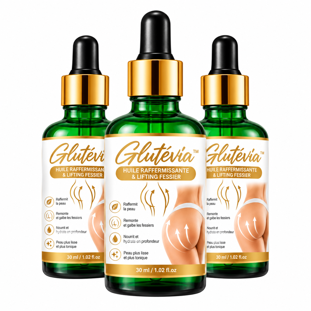 Glutévia™ Huile Raffermissante & Lifting Fessier | Des fesses fermes et remontées en 7 jours !