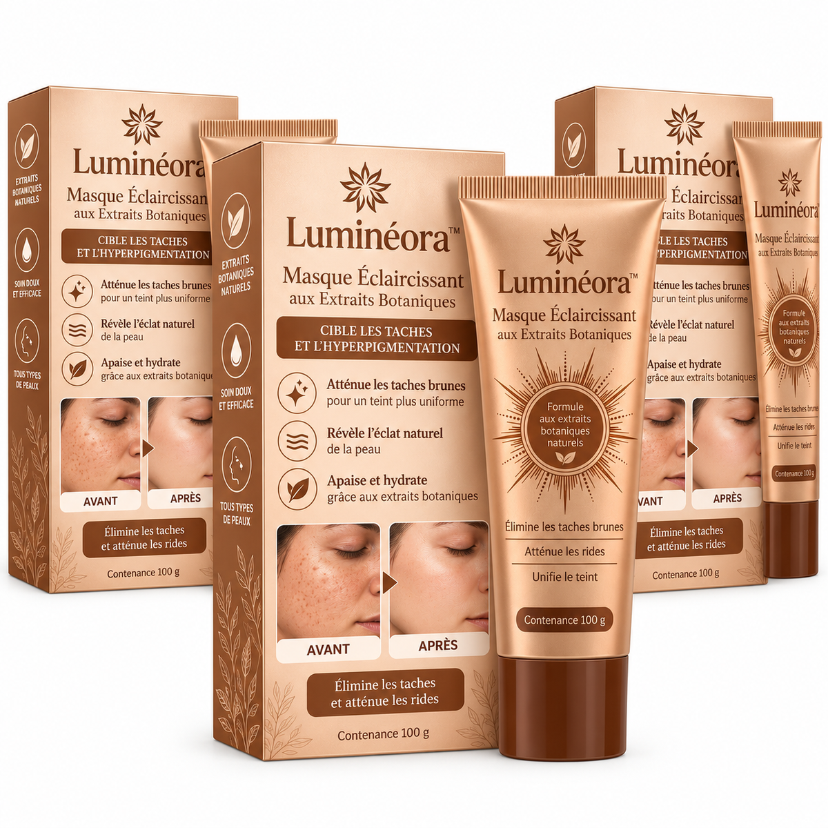 Luminéora™ Masque Éclaircissant aux Extraits Botaniques | Efface les taches brunes en 10 minutes par jour!