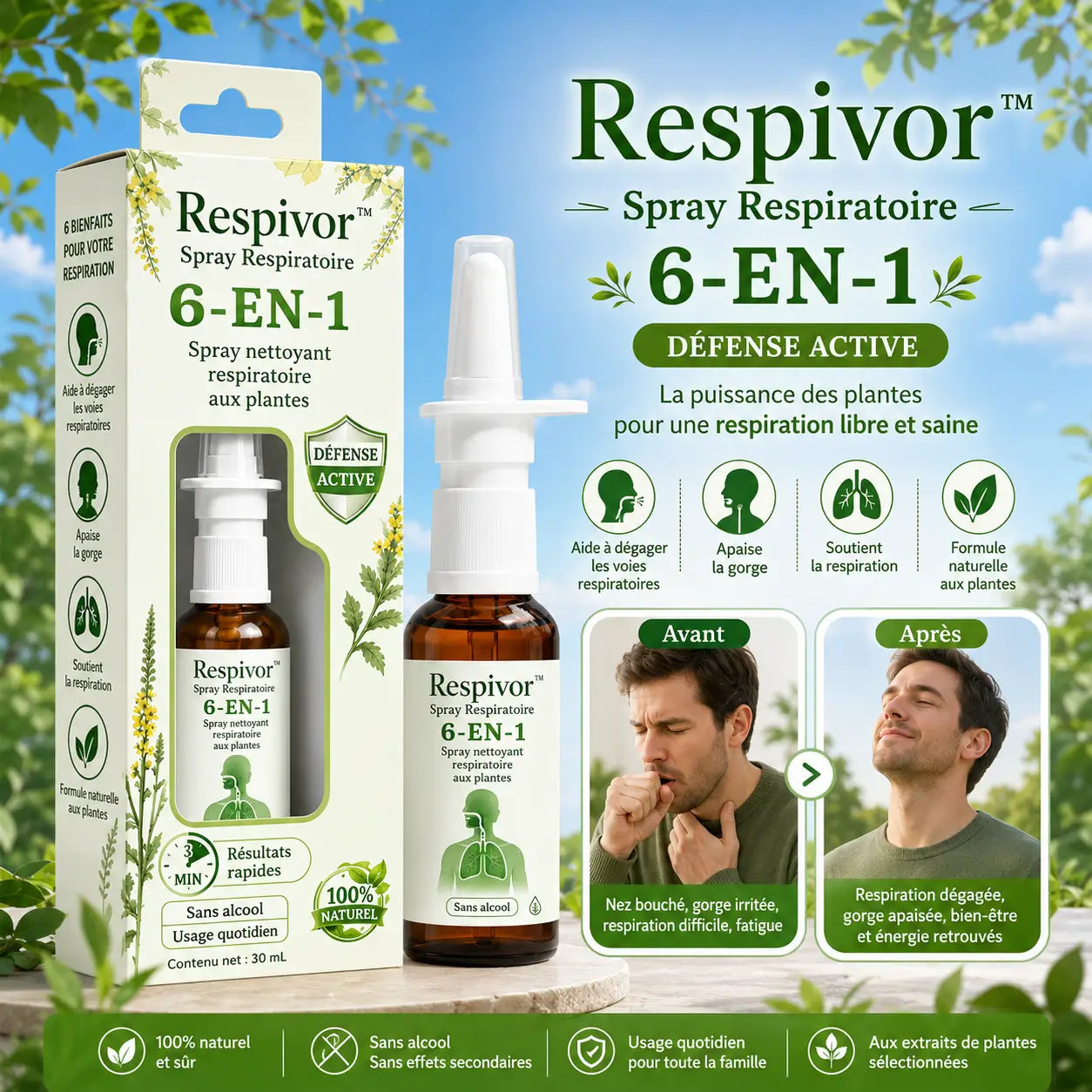 Respivor™ Spray Respiratoire | Dégagez votre respiration et retrouvez un souffle net en 2 minutes !