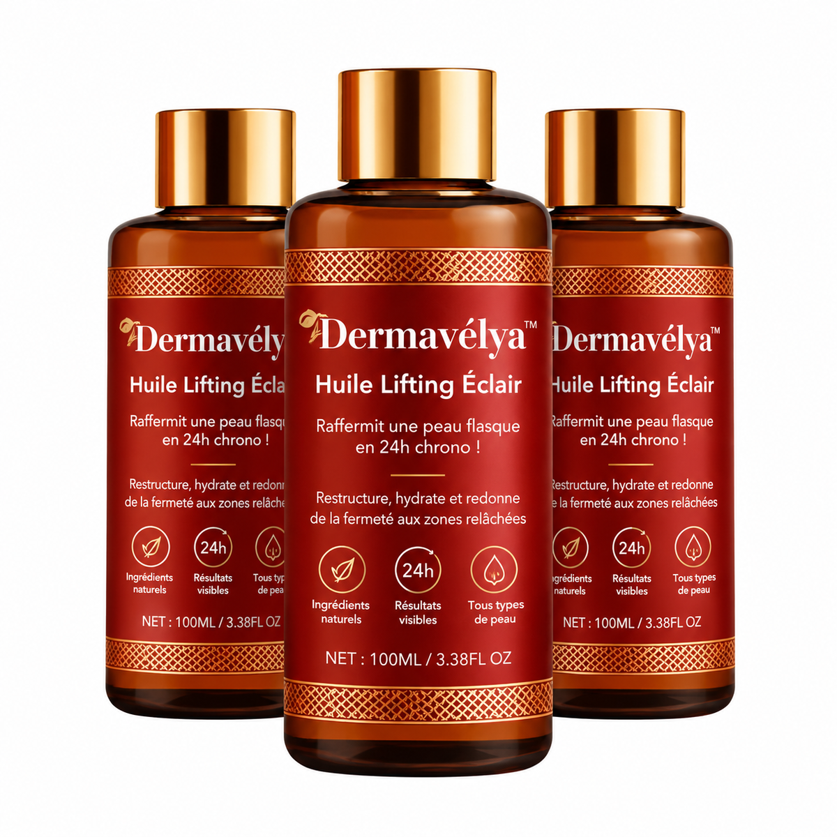 Dermavélya™ Huile Lifting Éclair | Raffermit une peau flasque en 24h chrono!