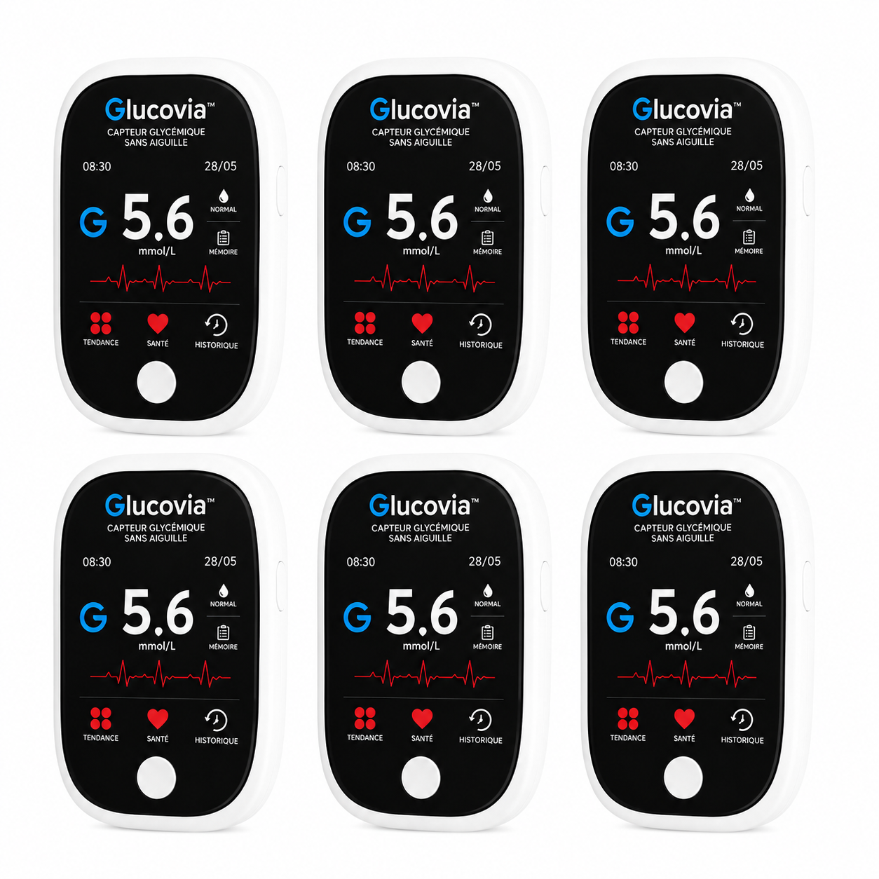 Glucovia™ Capteur Glycémique Sans Aiguille | Contrôlez votre glycémie en 3 secondes – sans douleur, sans piqûre, sans bandelette !
