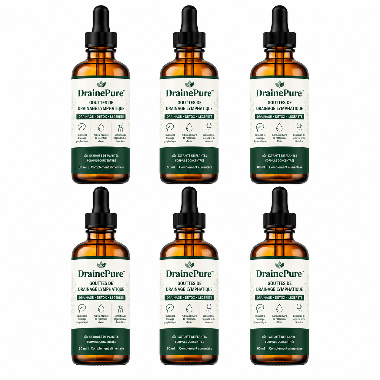 DrainePure™ Gouttes de Drainage Lymphatique | 93 % des utilisatrices se réveillent plus légères, rayonnantes et moins gonflées en seulement 7 jours