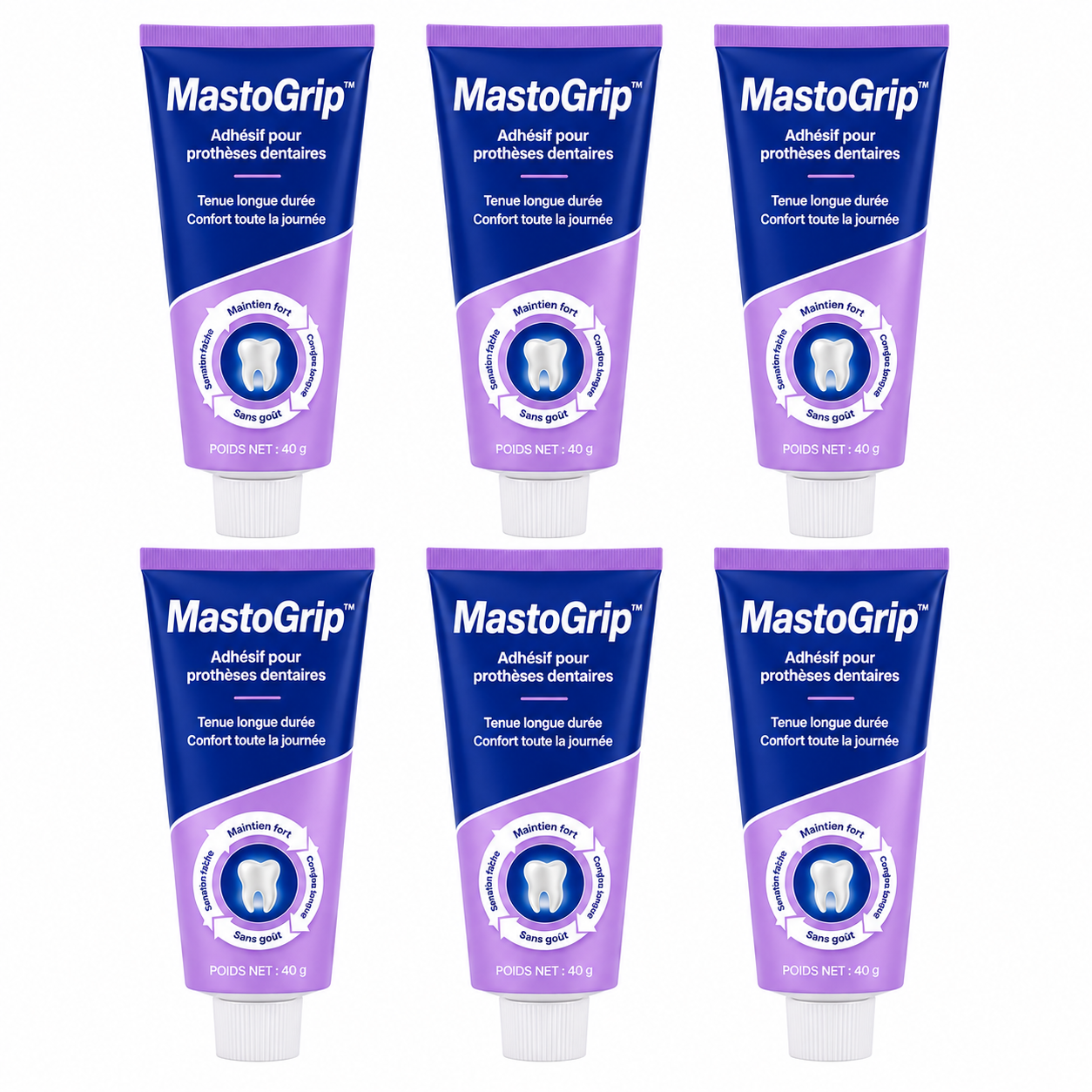 MastoGrip™ Adhésif Prothèse Dentaire Longue Duré | Fixez votre dentier pendant 4 jours sans colle qui déborde, sans gêne, sans glissement !