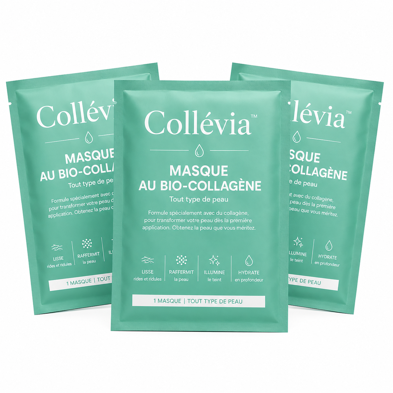 Collévia™ Masque au Bio-Collagène | Lisse rides et ridules pour une peau ferme et éclatante dès la 1ʳᵉ application!
