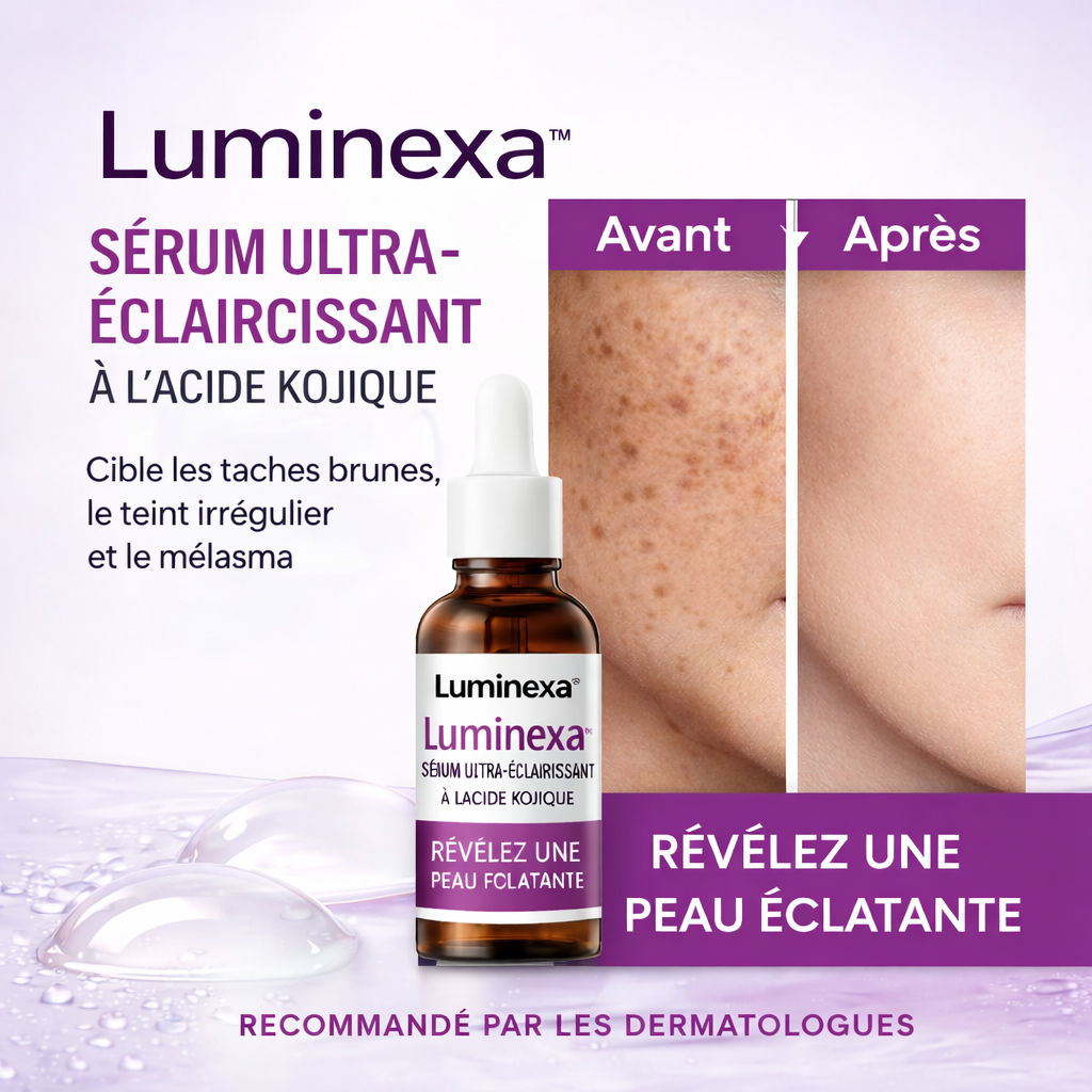 Luminexa™ Sérum Ultra-Éclaircissant à l’Acide Kojique | Efface vos taches brunes en 3 jours !