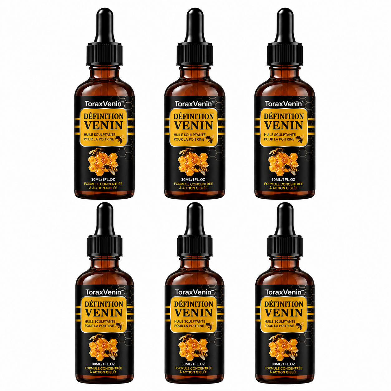 ToraxVenin™ Huile Sculptante Pectoraux au Venin d’Abeille | Redessinez un torse plus ferme et plus masculin sans chirurgie !