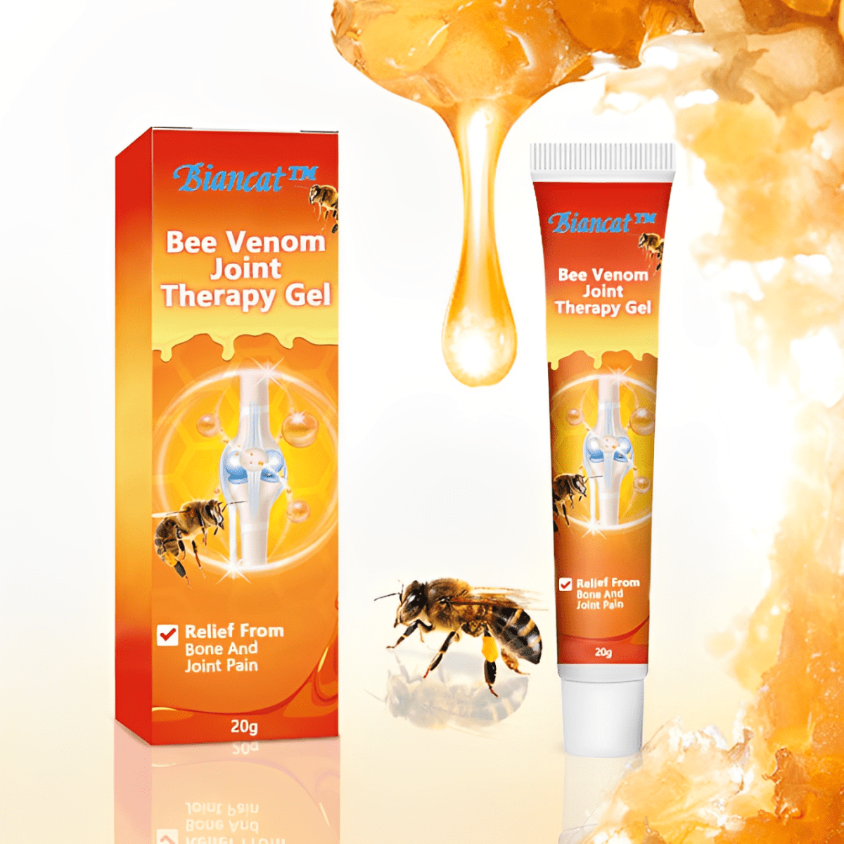 Biancat™ Gel Réparateur & Raffermissant au Venin d’Abeille de Nouvelle-Zélande (Nouvelle Formule) | Soulage les articulations en 5 minutes!