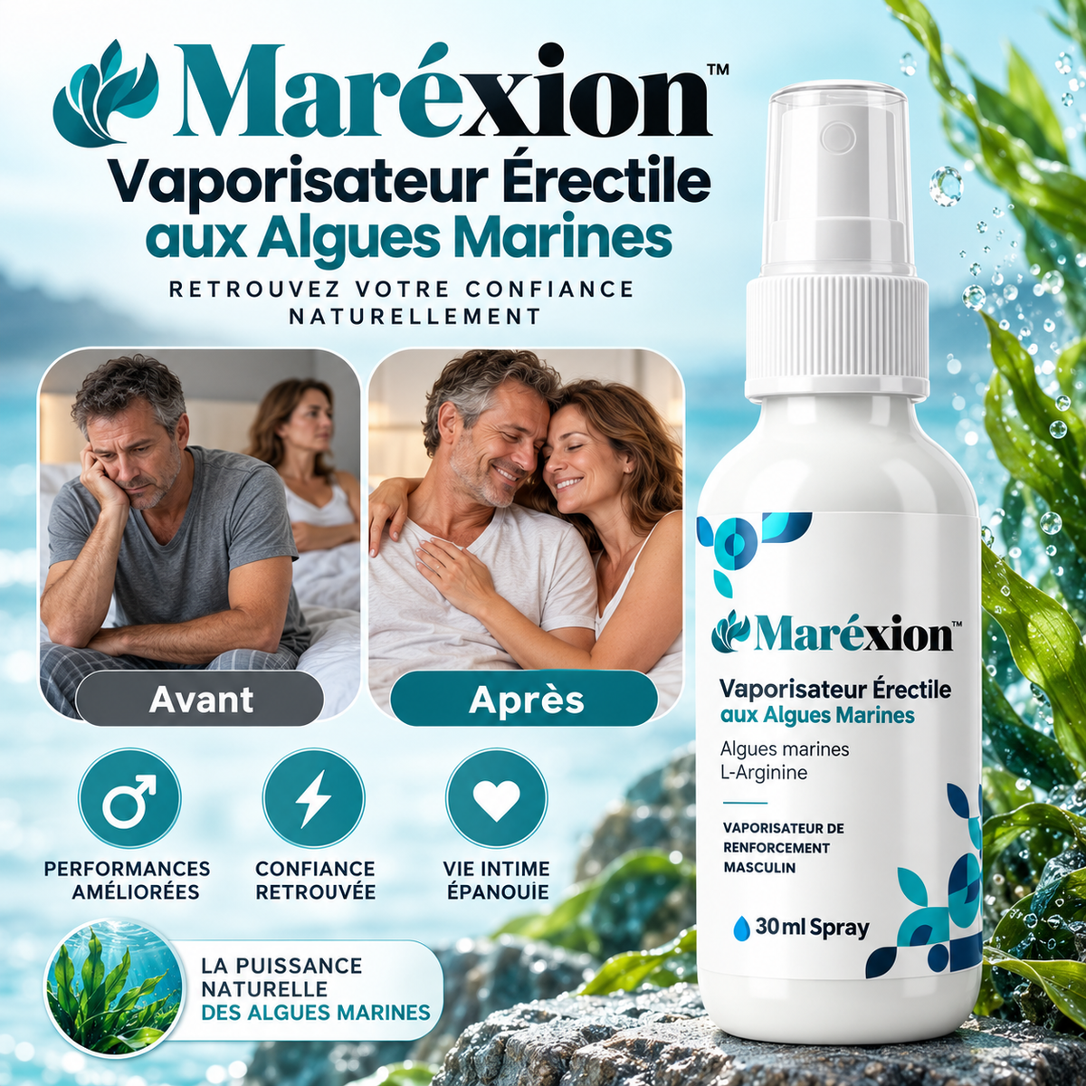 Maréxion™ Vaporisateur Érectile aux Algues Marines | Érections dures comme du roc en 43 secondes!