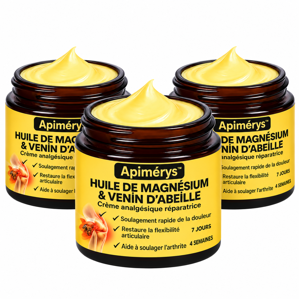 Apimérys™ Crème Anti-douleur au Magnésium et au Venin d'Abeille | Supprime vos douleurs articulaires en un instant!