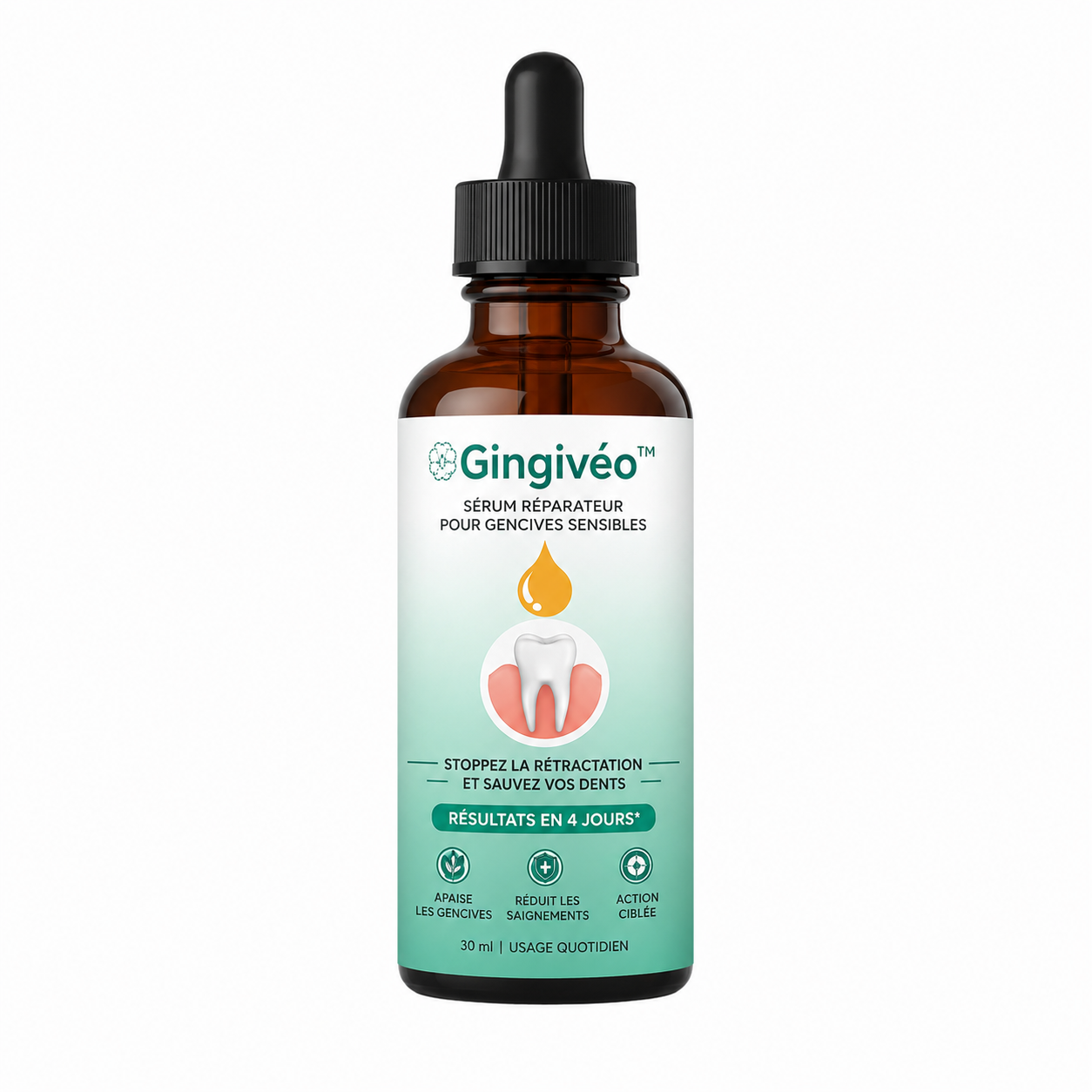 Gingivéo™ Sérum Réparateur | Stoppez la rétractation et sauvez vos dents en seulement 4 jours !