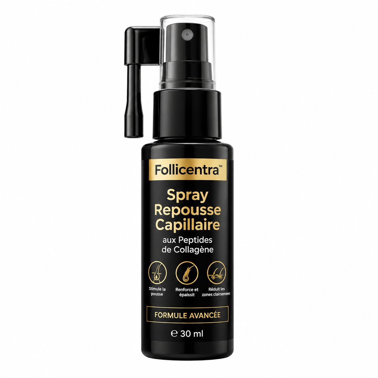 Follicentra™ Spray Repousse Capillaire aux Peptides de Collagène | Relancez la pousse des cheveux et épaississez votre chevelure en 3 minutes !