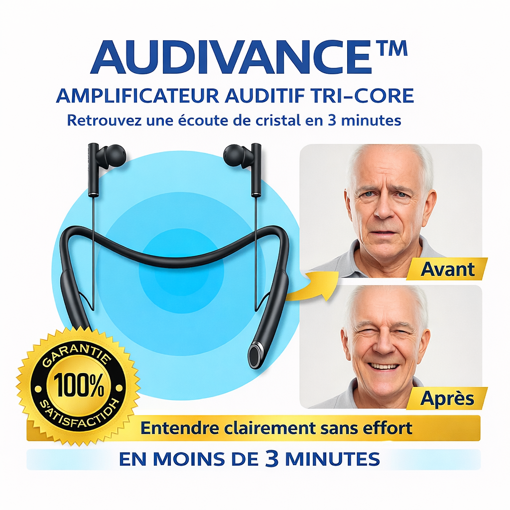 Audivance™ Amplificateur Auditif Tri-Core Haute Puissance | Retrouvez une ouïe nette et parfaite en 3 minutes !