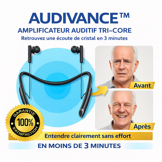 Audivance™ Amplificateur Auditif Tri-Core Haute Puissance | Retrouvez une ouïe nette et parfaite en 3 minutes !