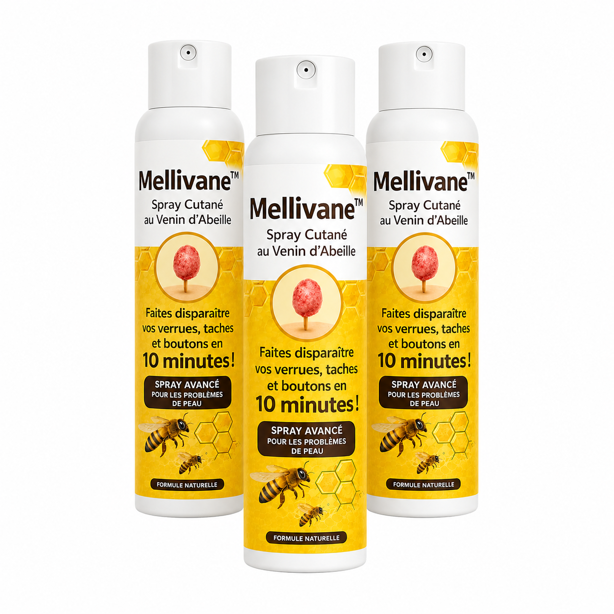 Mellivane™ Spray Cutané au Venin d’Abeille | Éliminez verrues, taches et boutons en 10 minutes !