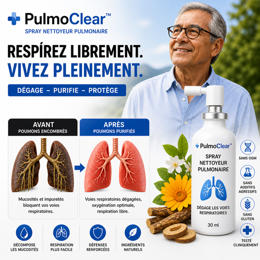 PulmoClear™ Spray Nettoyeur Pulmonaire | Dégagez vos bronches et retrouvez votre souffle en 2 minutes chrono !