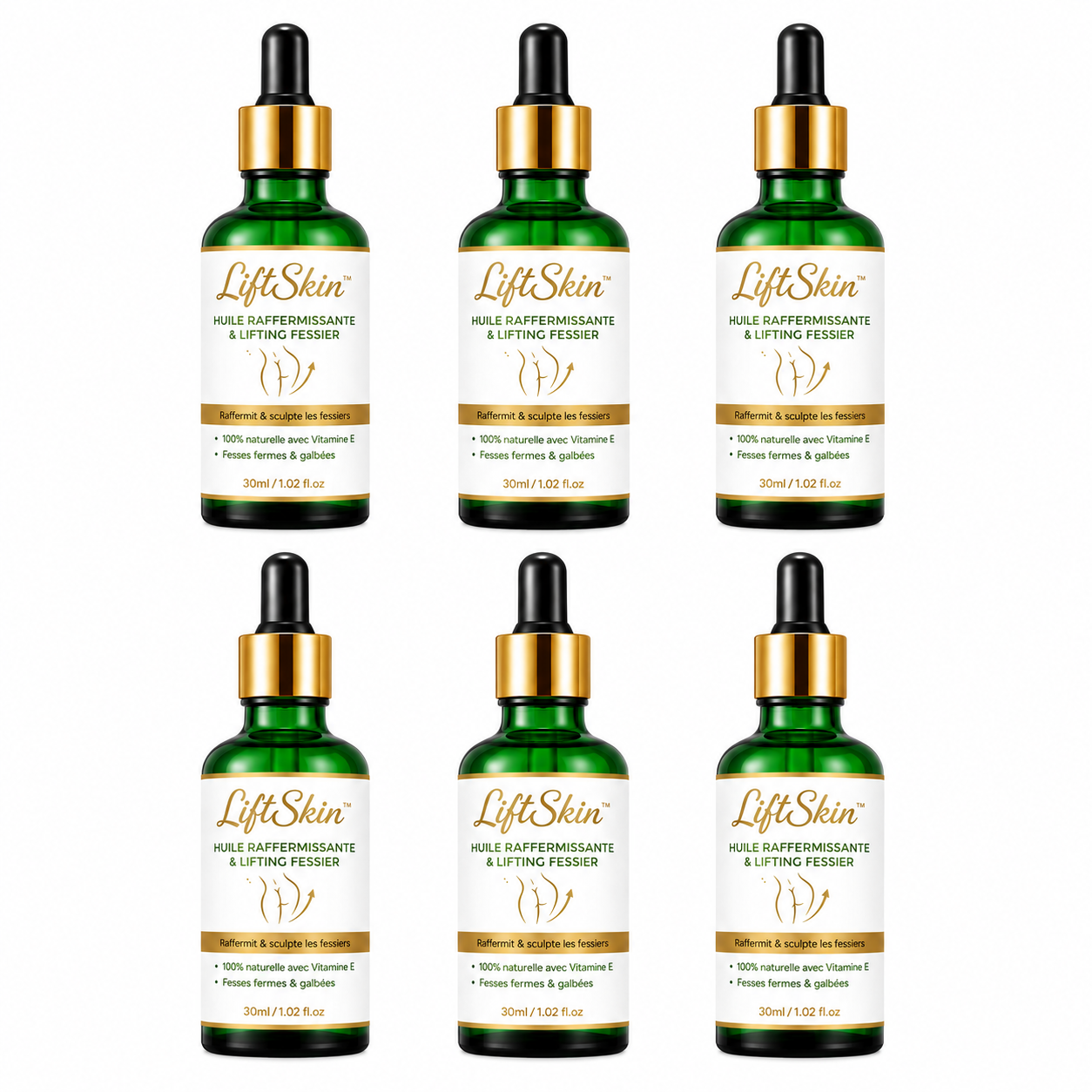 LiftSkin™ Huile Raffermissante & Lifting Fessier | Des fesses fermes et remontées en 7 jours !