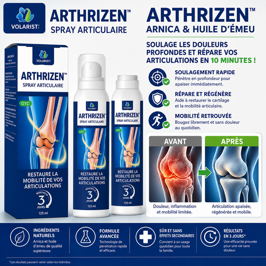 ArthriZen™ Spray Articulaire Arnica & Huile d’Émeu | Soulage les douleurs profondes et répare vos articulations en 10 minutes!