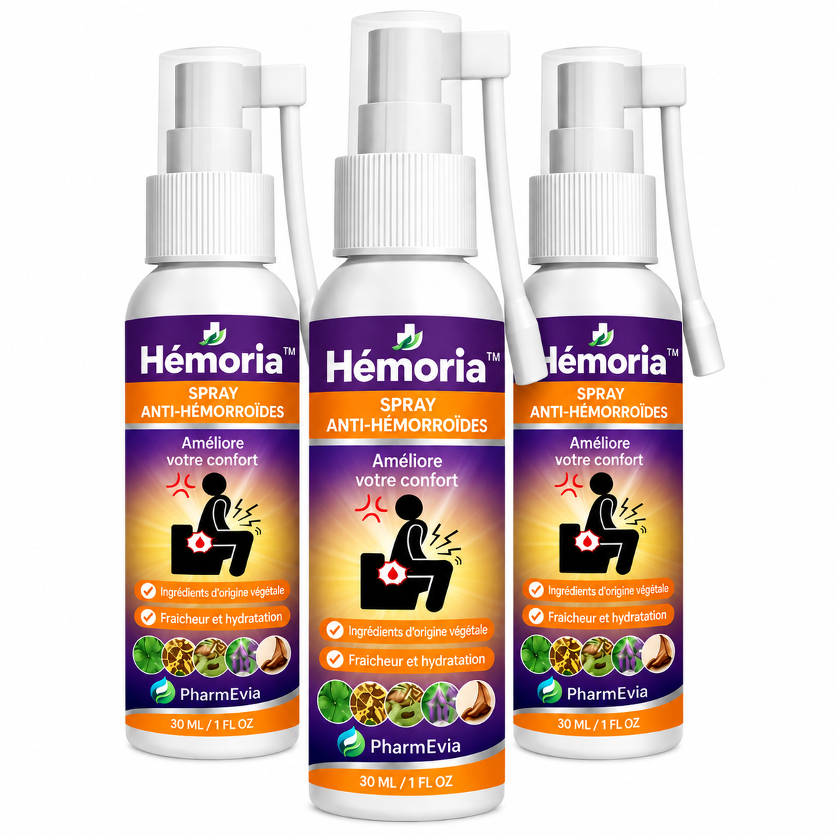 Hémoria™ Spray Anti-Hémorroïdes | Éliminez les hémorroïdes dès la première application, sans pommade ni ordonnance !