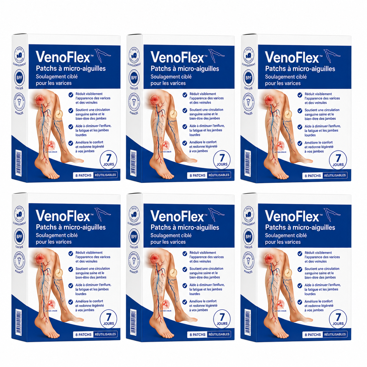 VenoFlex™ Patch Anti-Varices Micro-Aiguilles | Jambes plus légères et veines moins visibles en 7 jours !