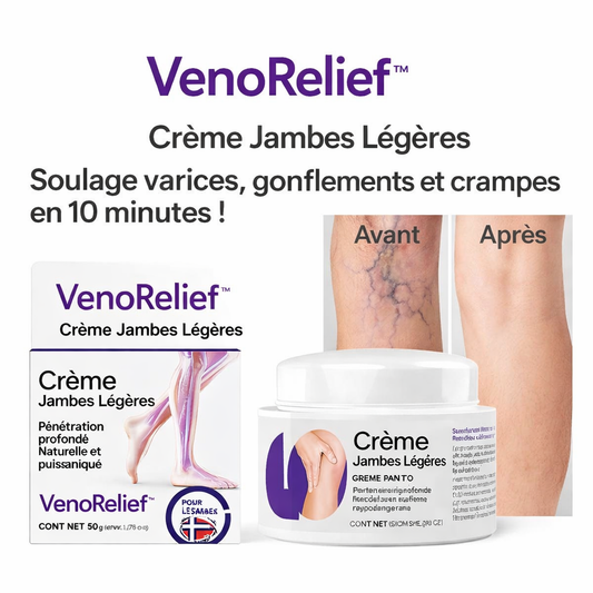 VenoRelief™ Crème Jambes Légères | Soulage varices, gonflements et jambes lourdes en quelques minutes !