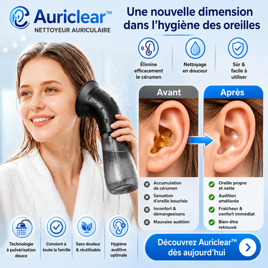 Auriclear™ Nettoyeur Auriculaire | Éliminez le cérumen en profondeur en quelques minutes et retrouvez une audition claire !
