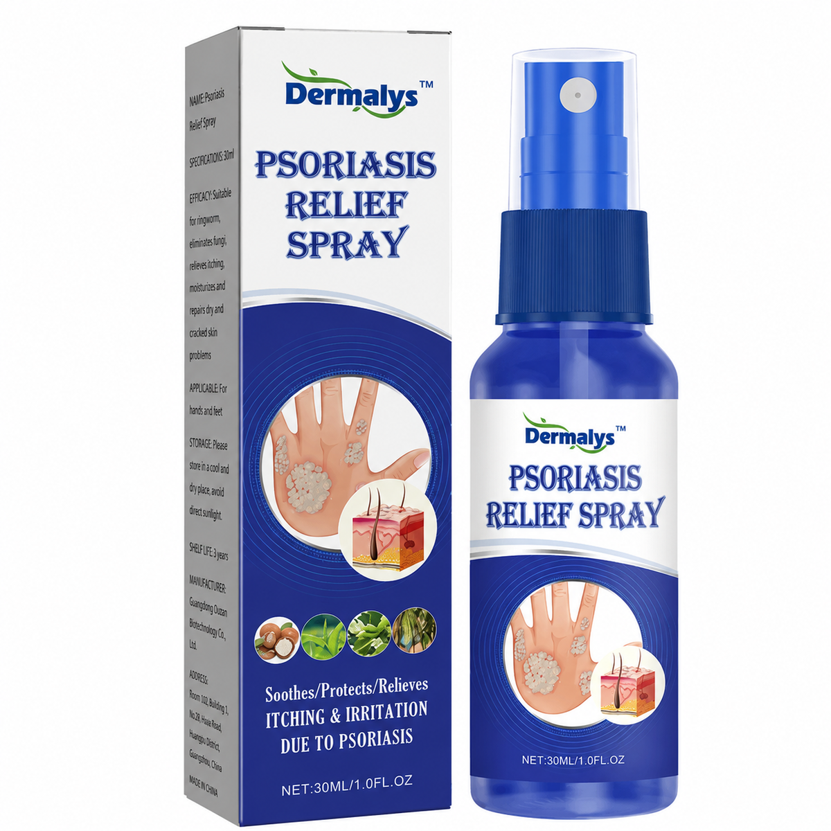 Dermalys™ Spray Apaisant Psoriasis | Calmez les démangeaisons et retrouvez une peau visiblement plus nette jour après jour !