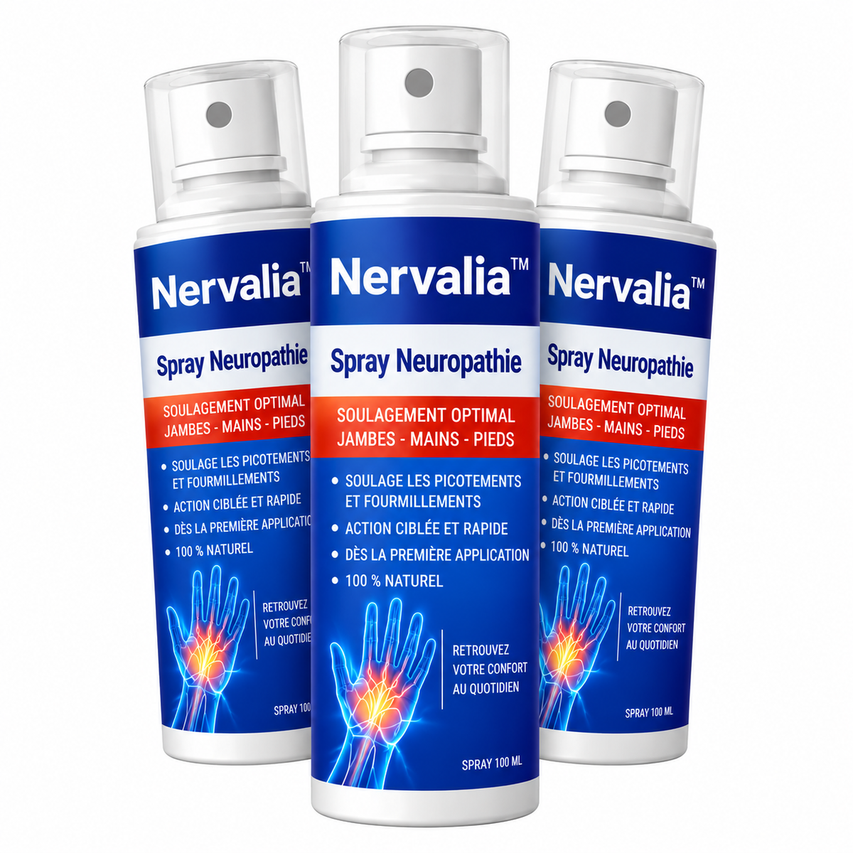 Nervalia™ Spray Neuropathie | Stoppez picotements et engourdissements dès la première application !