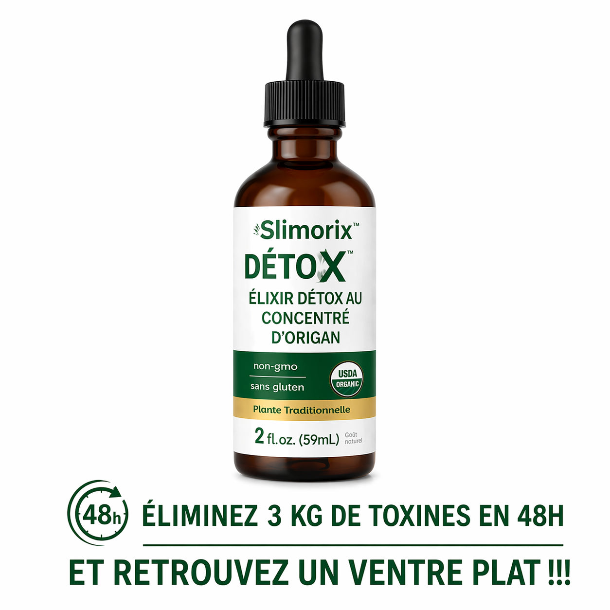 DetoxX™ Élixir Détox au Concentré d’Origan | Éliminez 3 kg de toxines en 48h et retrouvez un ventre plat !