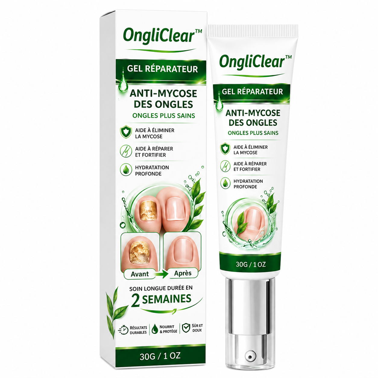 OngliClear™ Gel Réparateur Anti-Mycose | Éliminez les champignons et retrouvez des ongles sains en 7 jours !
