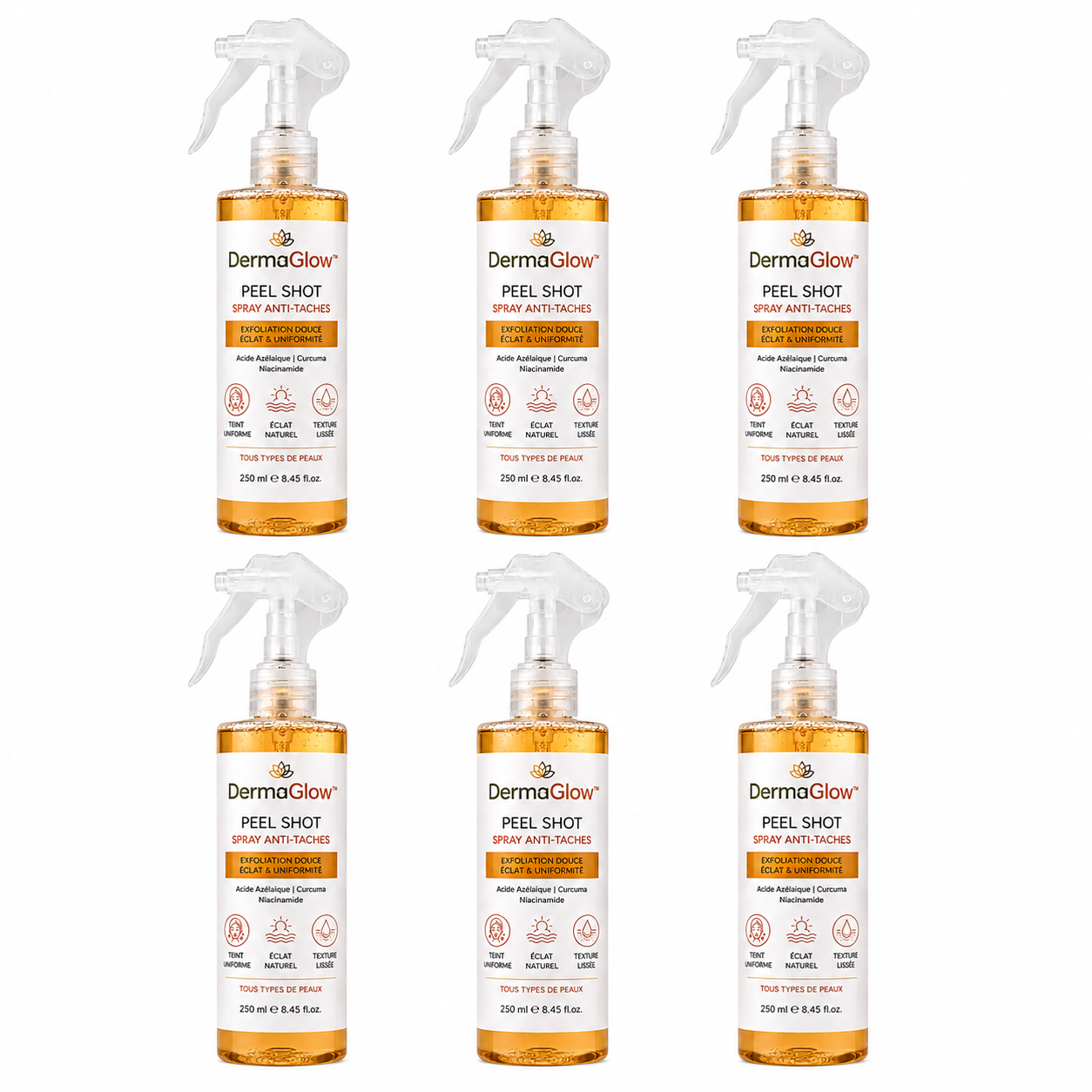 DermaGlow™ Spray Peel Shot Anti-Taches | Retrouvez une peau lisse, claire et lumineuse dès les premières applications !