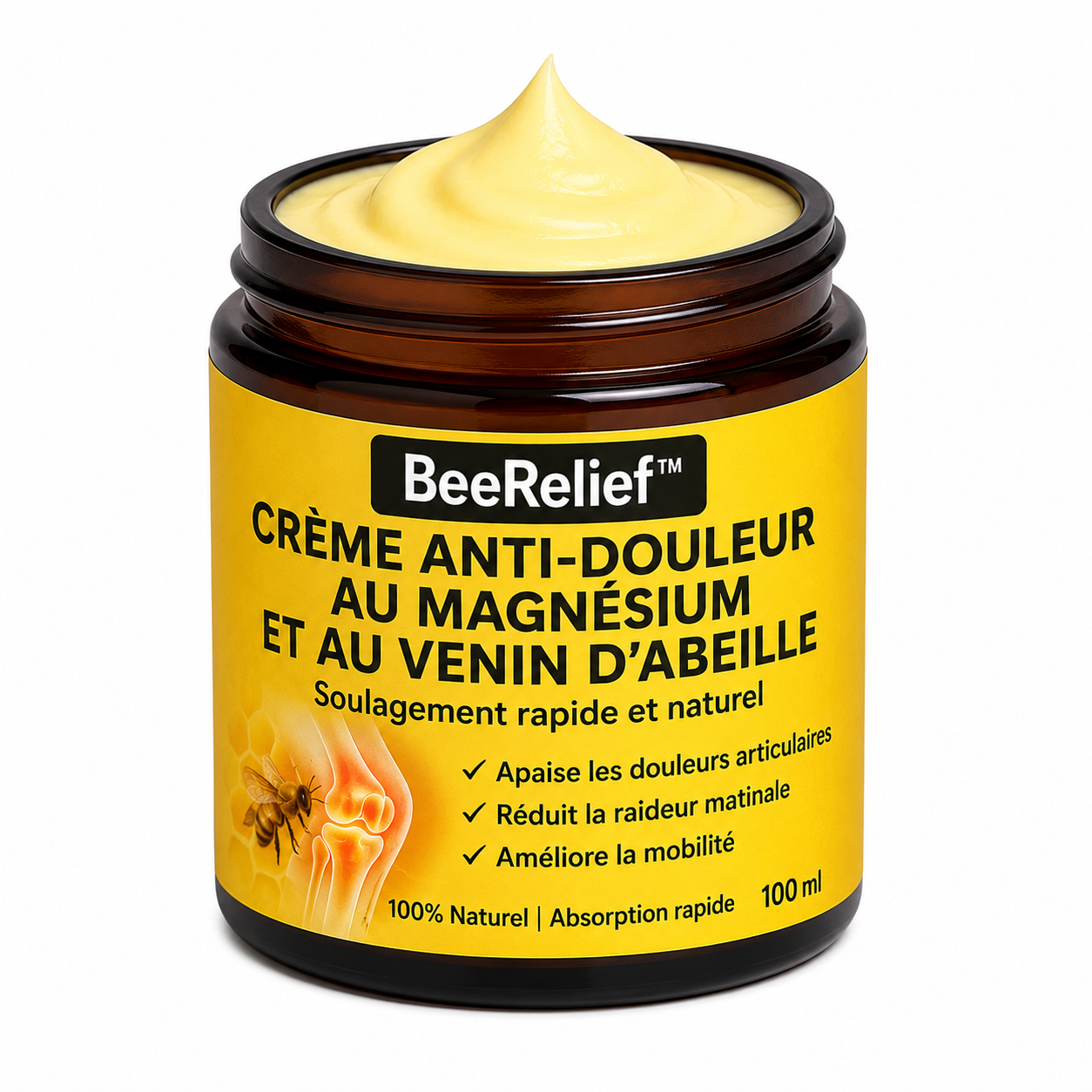 BeeRelief™ Crème Anti-douleur au Magnésium et au Venin d'Abeille | Supprime vos douleurs articulaires en un instant !