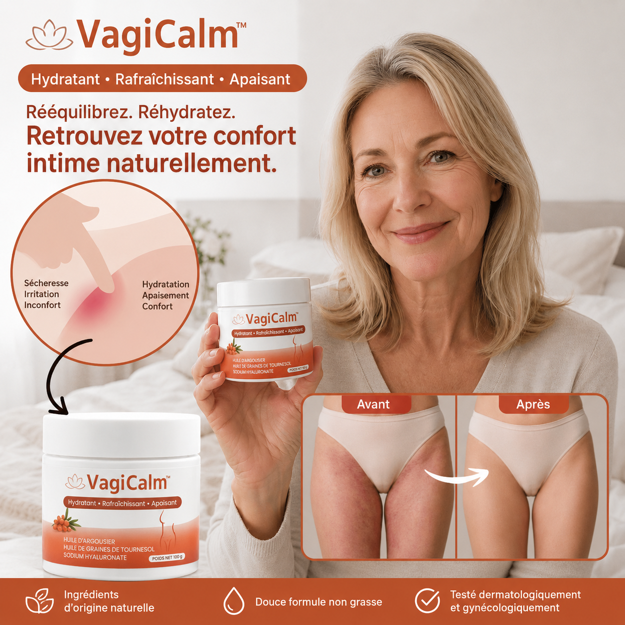 VagiCalm™ Crème Intime Apaisante Nuit | Calmez démangeaisons, brûlures et irritations dès les premières nuits !